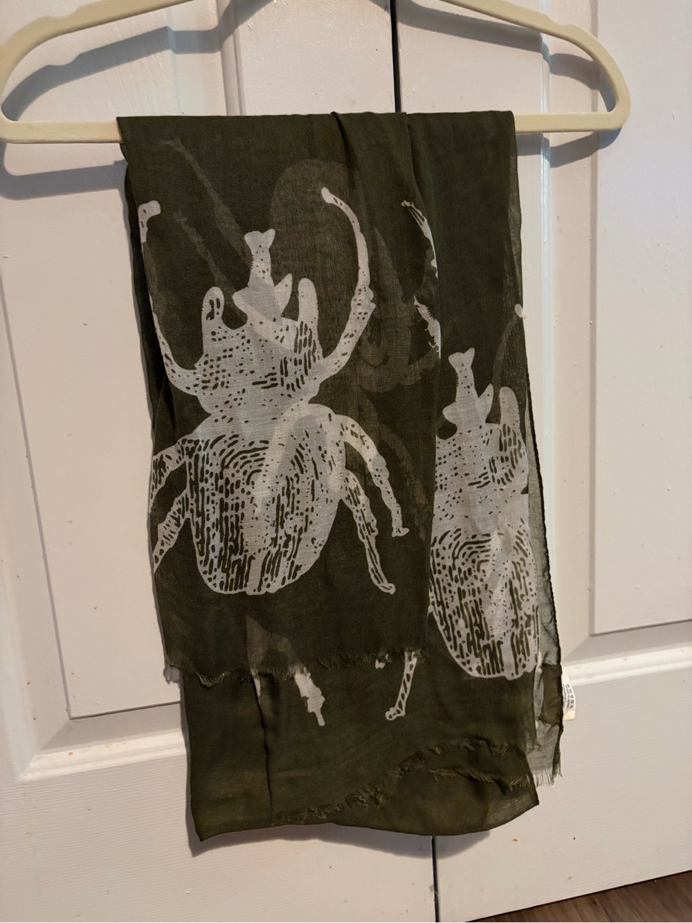 India Hicks Olive Green Scarf with White Beetle Print